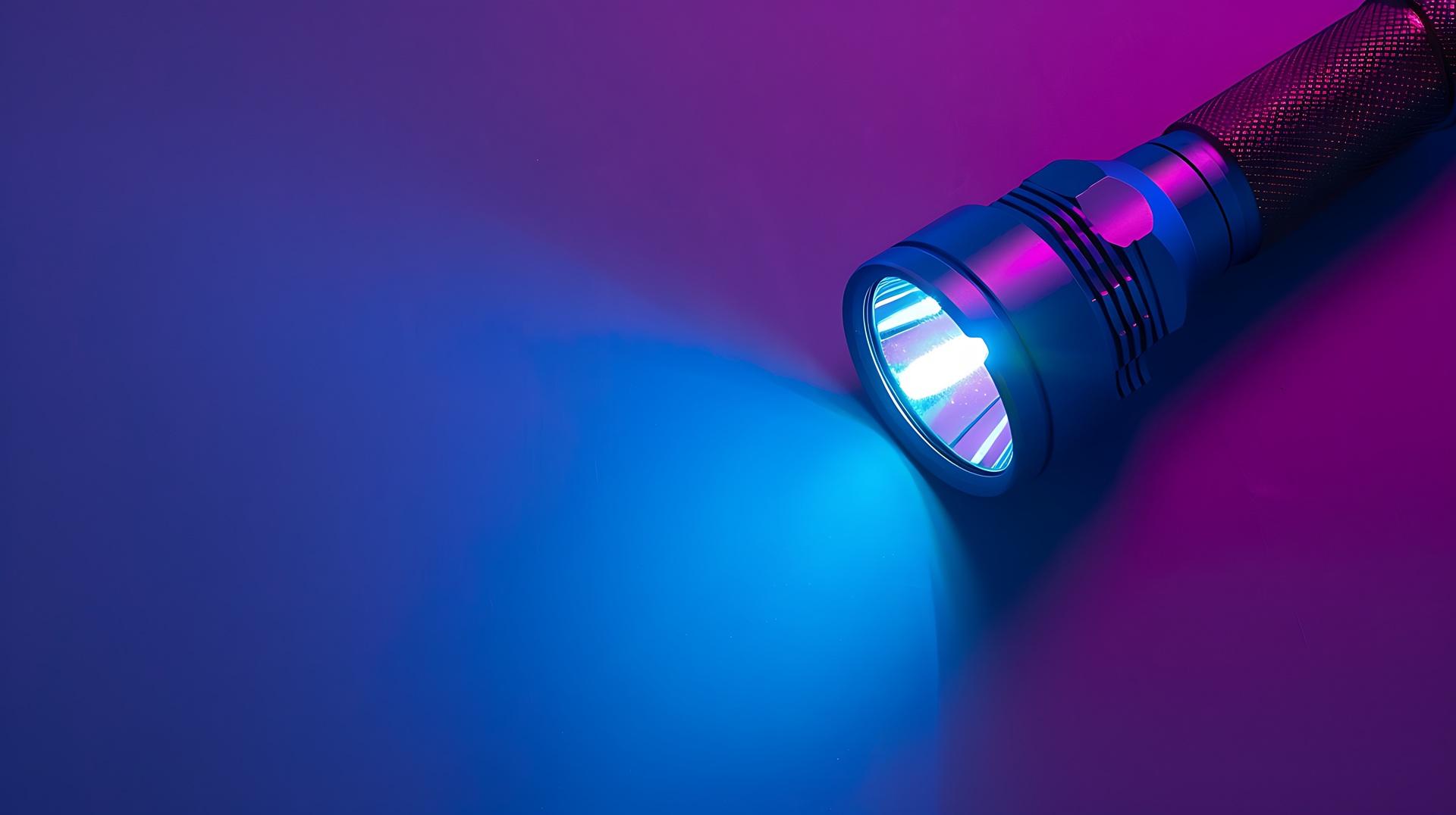 Leuchtende LED auf farbigem Hintergrund | Taschenlampen